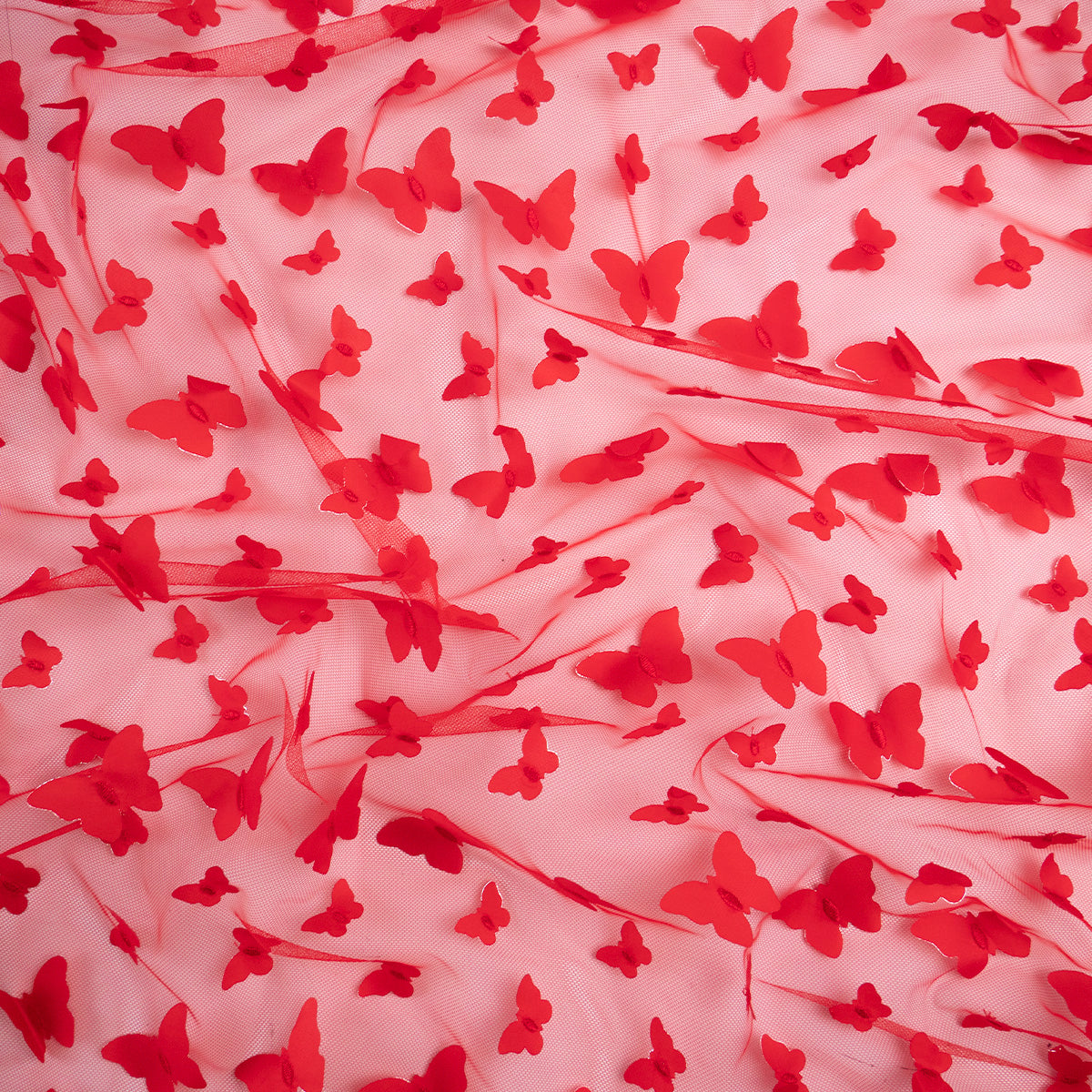 TUL GALLIANO ROJO SCARLATA MARIPOSAS 3D