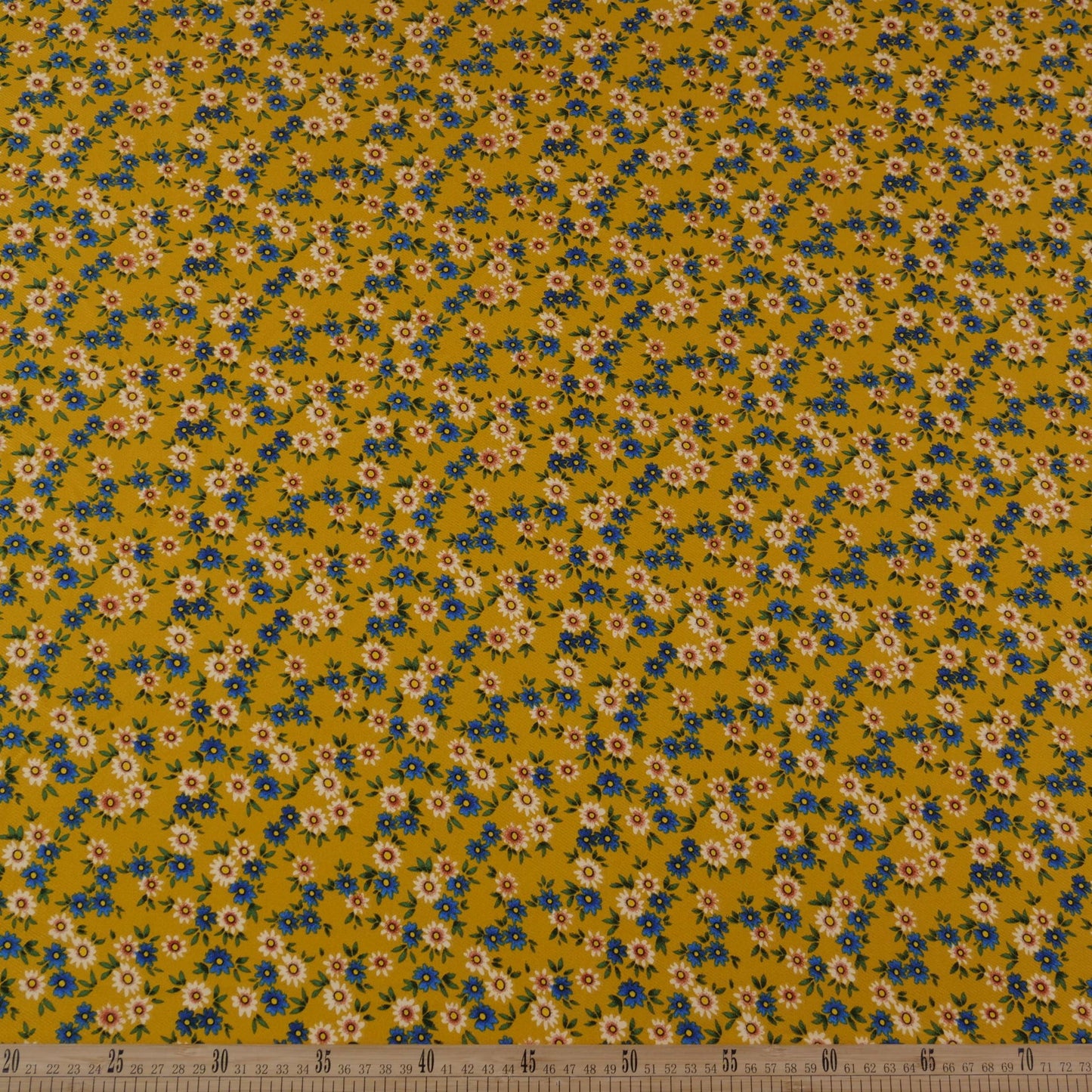 MICRO TWILL ESTAMPADO AMARILLO MINERAL FLORES PEQUEÑAS