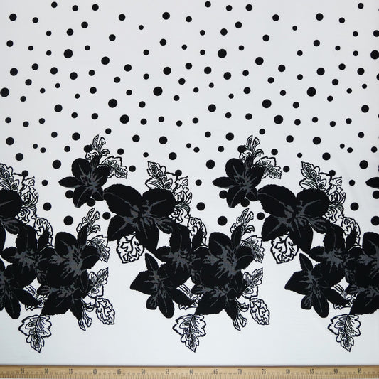 MICRO FOURWAY ESTAMPADO BLANCO BRILLANTE CON FLORES Y MOTAS