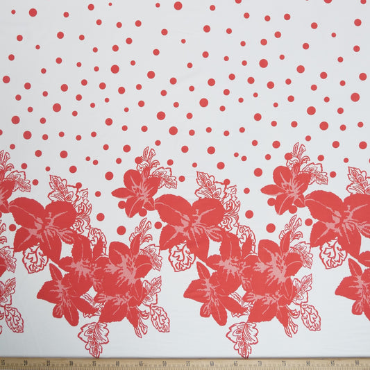 MICRO FOURWAY ESTAMPADO BLANCO BRILLANTE CON FLORES Y MOTAS