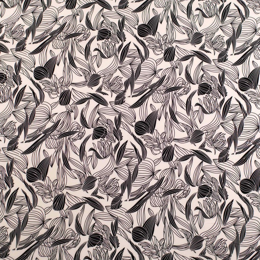 MICRO FOURWAY ESTAMPADO BLANCO BRILLANTE CON HOJAS