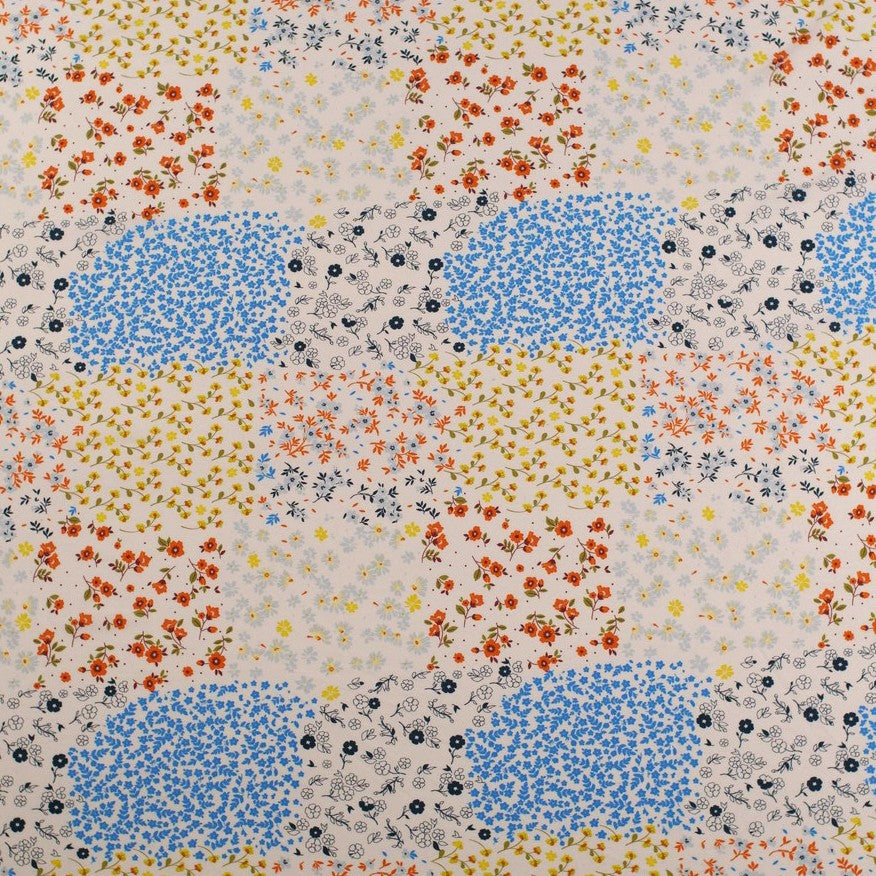 MICRO FOURWAY ESTAMPADO BLANCO BRILLANTE PATCHWORK FLORAL