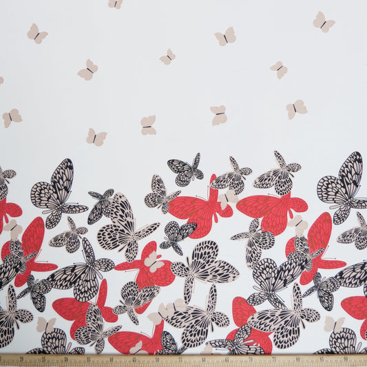 MICRO FOURWAY ESTAMPADO BLANCO BRILLANTE CON MARIPOSAS DE COLORES