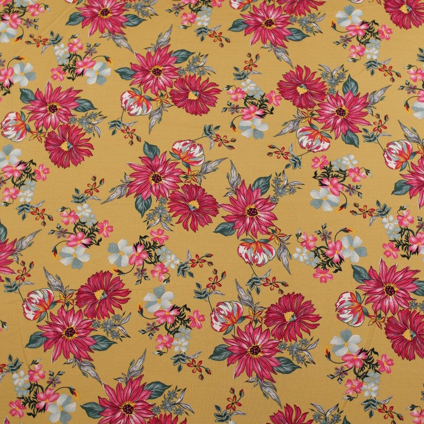 MICRO FOURWAY ESTAMPADO MARRON TABACO CON FLORES GRANDES