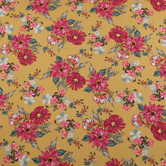 MICRO FOURWAY ESTAMPADO MARRON TABACO CON FLORES GRANDES