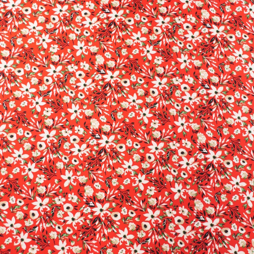 MICRO FOURWAY ESTAMPADO ROJO CARMESI CON FLORES