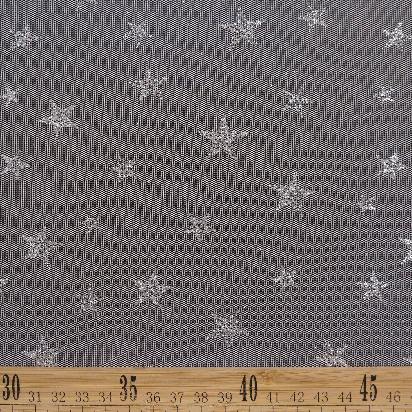 TUL GLITTER ESTRELLAS GRIS PLATA