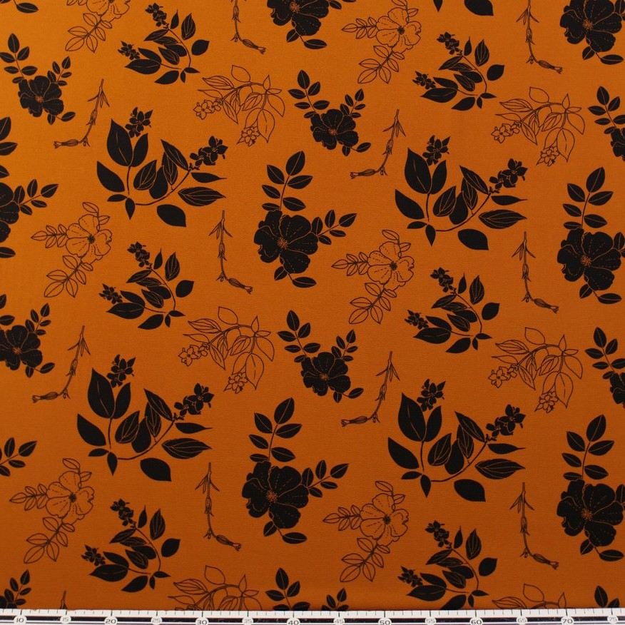 CREPE CEY ESTAMPADO MARRON CUERO FLORAL