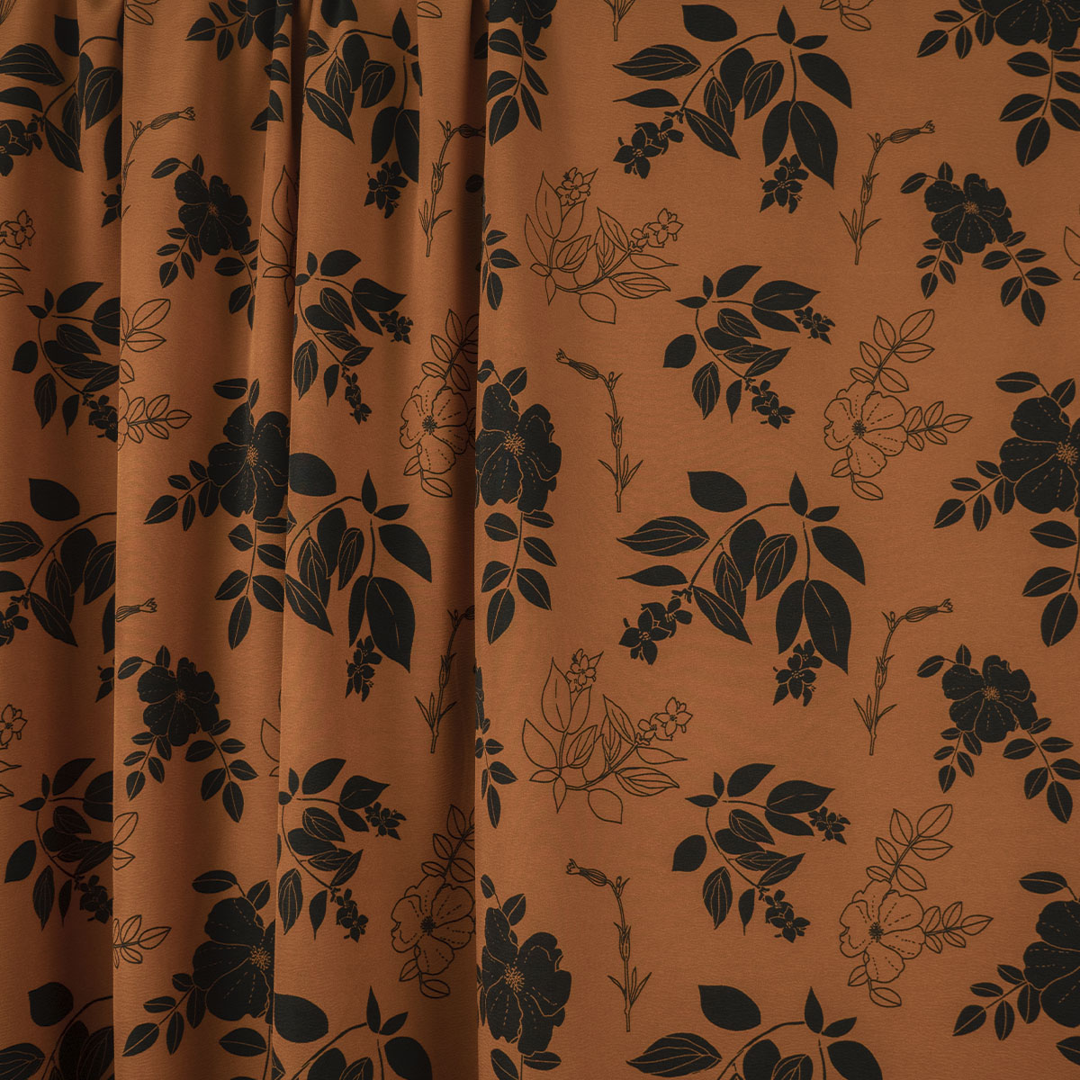 CREPE CEY ESTAMPADO MARRON CUERO FLORAL