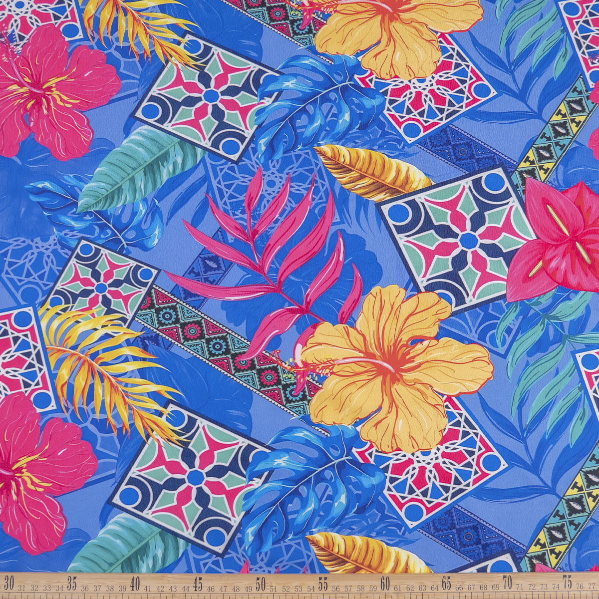 CREPE CEY ESTAMPADO AZUL ULTRAMARINO HAWAIANO