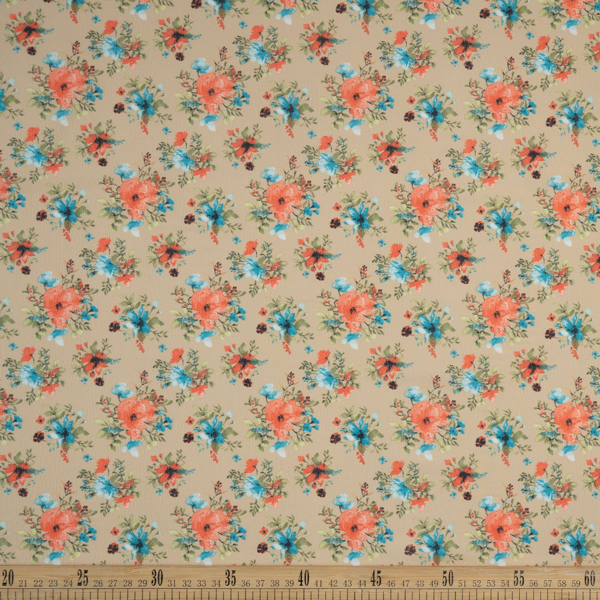 CREPE LAUREN ESTAMPADO BEIGE ARENA FLORAL COLORIDO