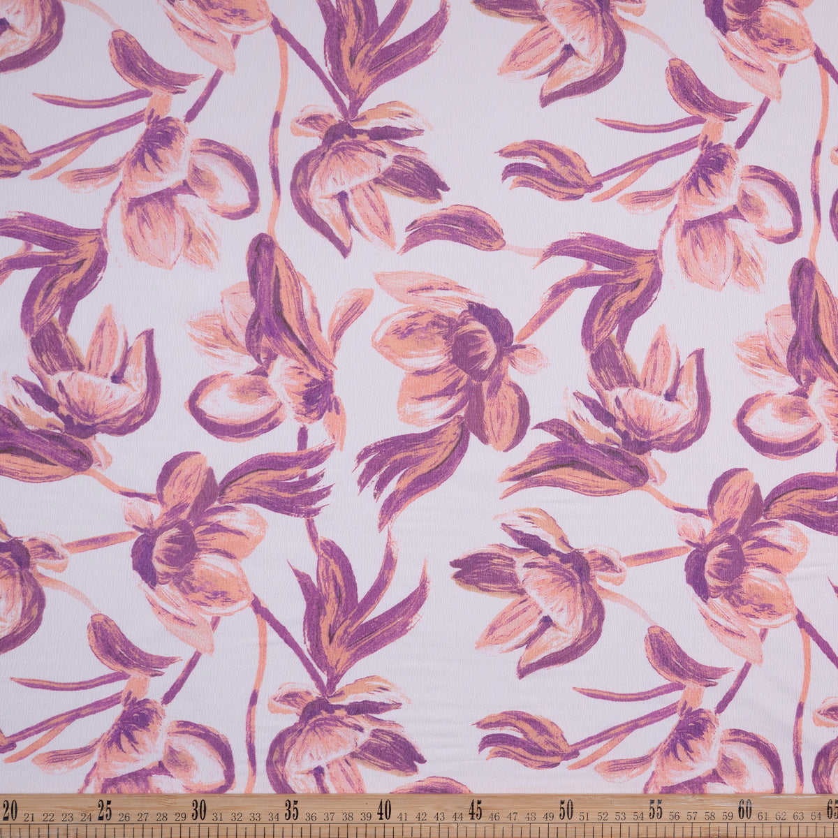 CREPE LAUREN ESTAMPADO BLANCO BRILLANTE FLORAL ASBTRACTO