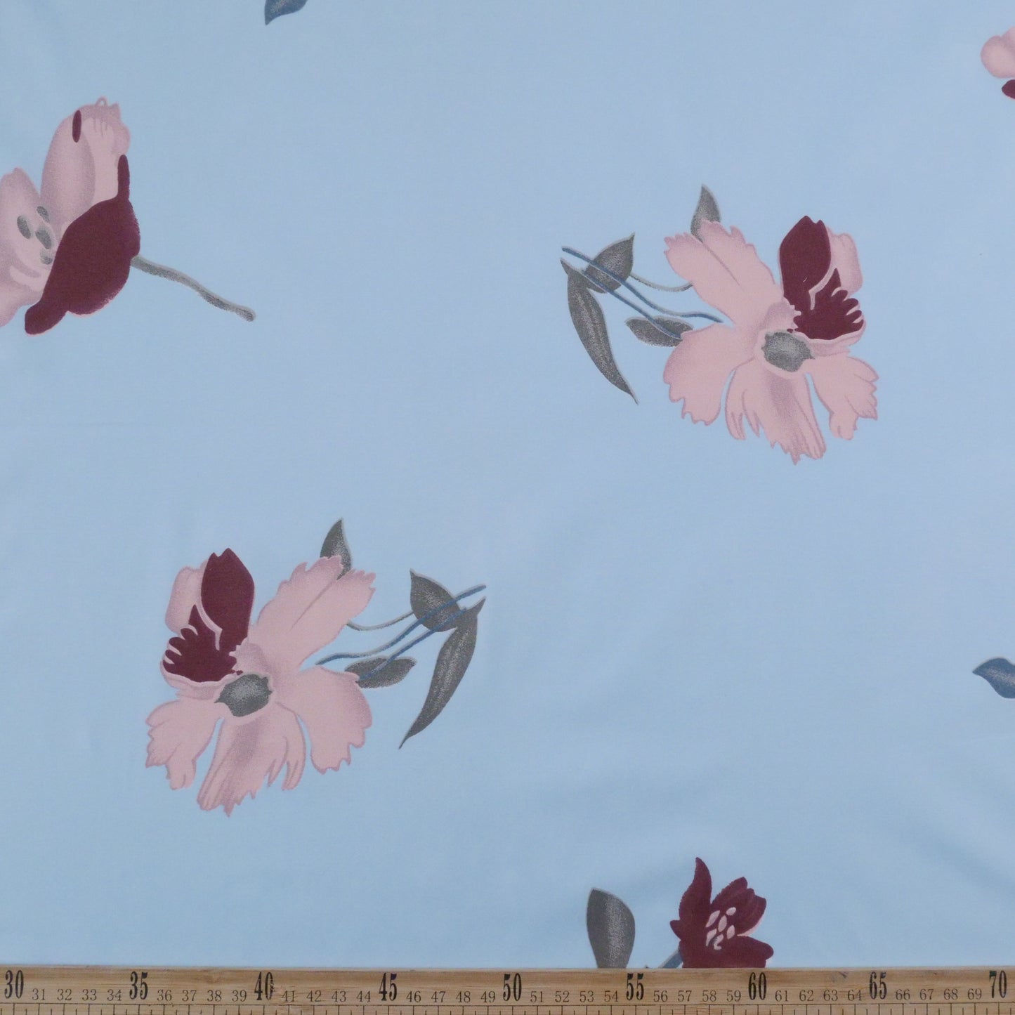 PERCAL ESTAMPADO AZUL ANGEL FLORAL ROSA Y BORDO