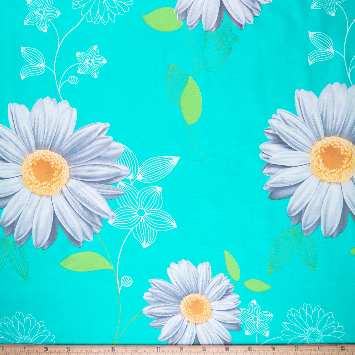 PERCAL ESTAMPADO VERDE CERAMICA MARGARITAS