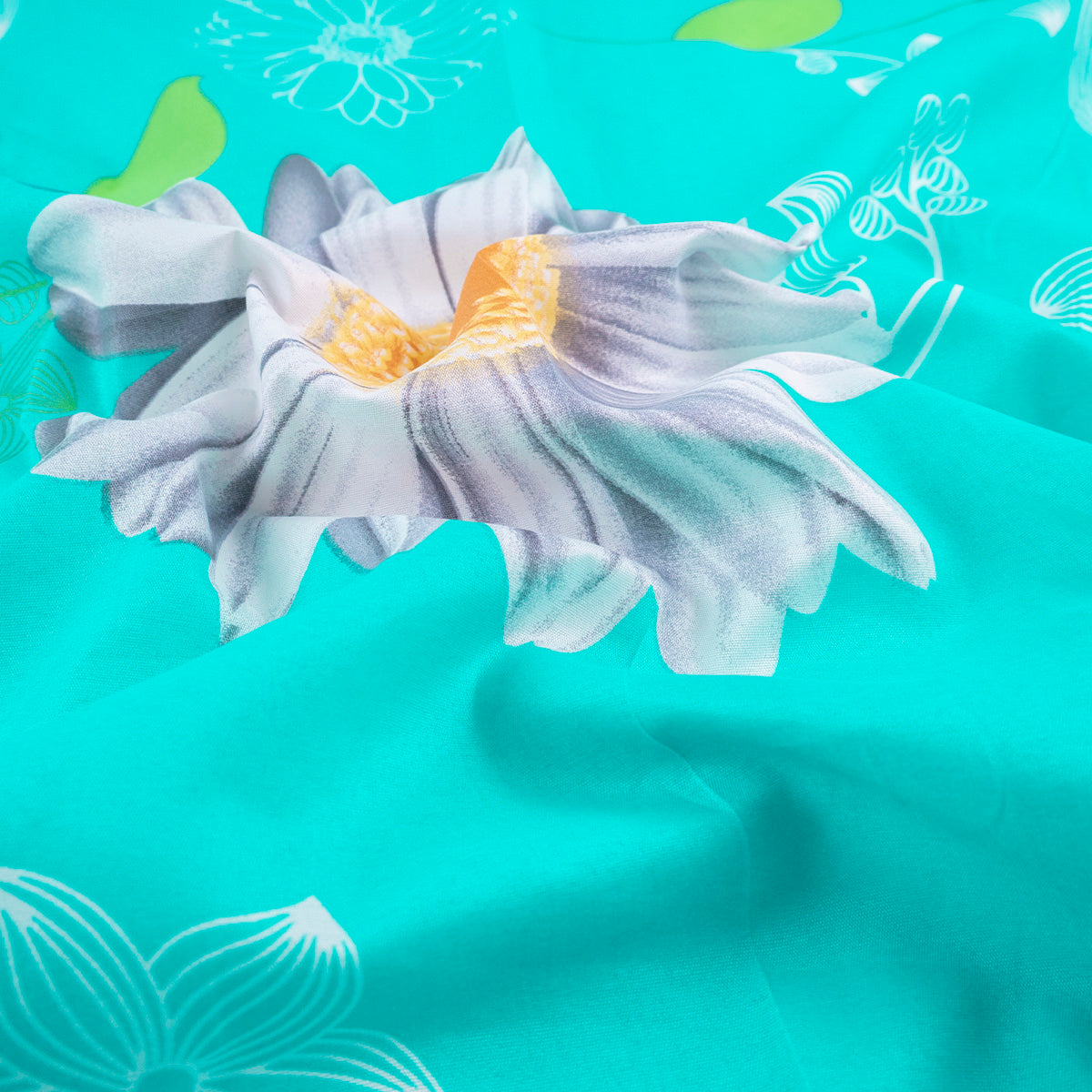 PERCAL ESTAMPADO VERDE CERAMICA FLORAL