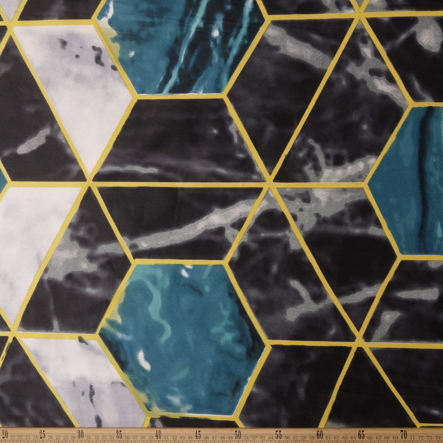PERCAL ESTAMPADO TURQUESA COLONIAL GEOMETRICO HEXAGONAL