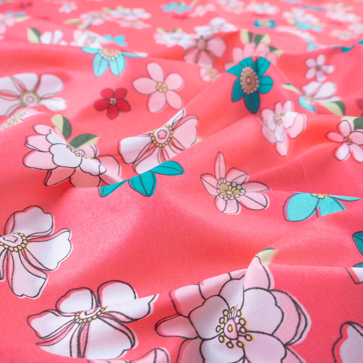 PERCAL ESTAMPADO CORAL FLORAL