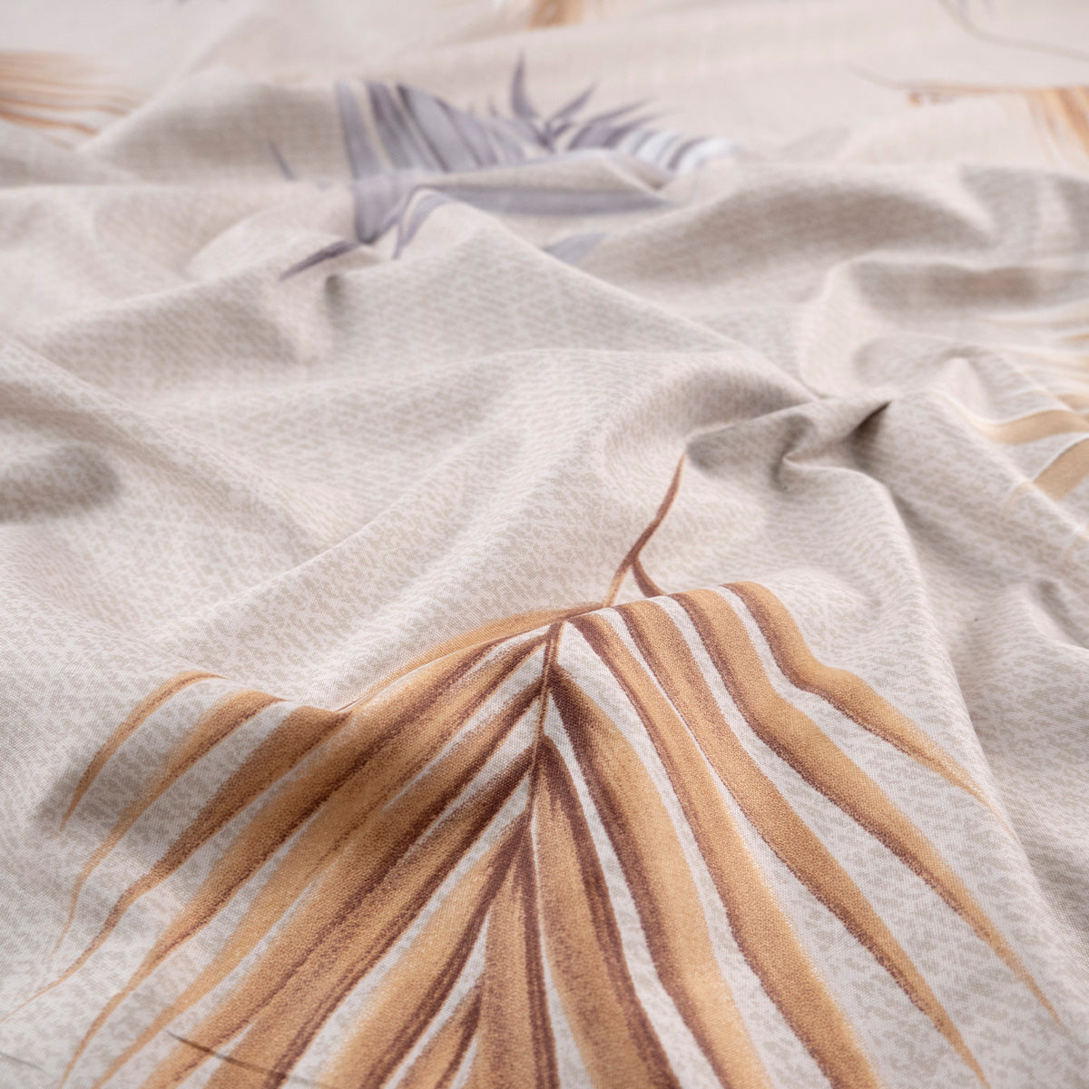 PERCAL ESTAMPADO BEIGE LANA HOJAS DE PALMERAS NEUTRO