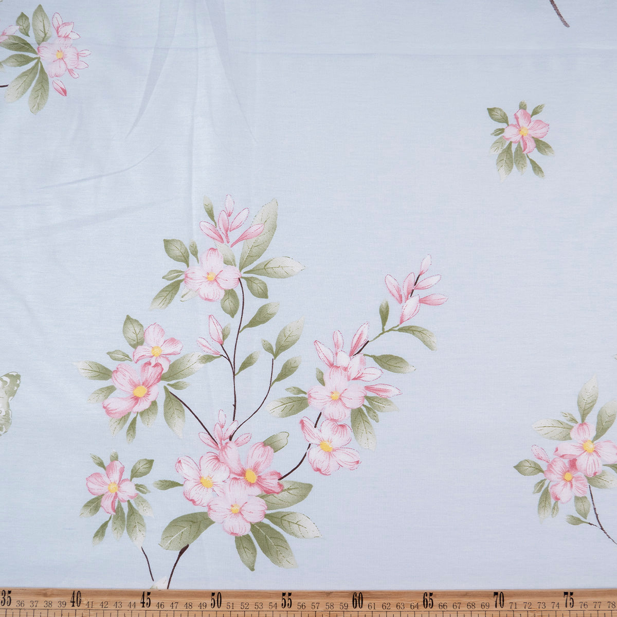 PERCAL 200 HILOS ESTAMPADA AZUL VISTA FLORAL
