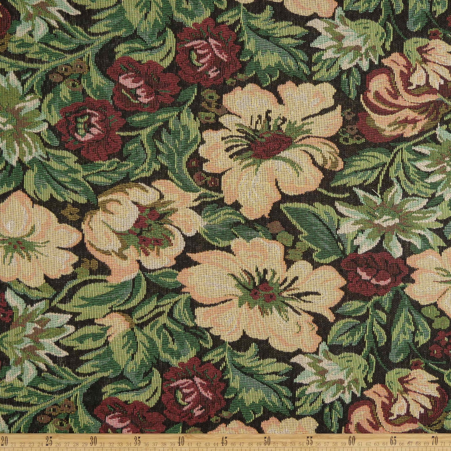 GOBELINO NEGRO METEORITO CON FLORES Y HOJAS