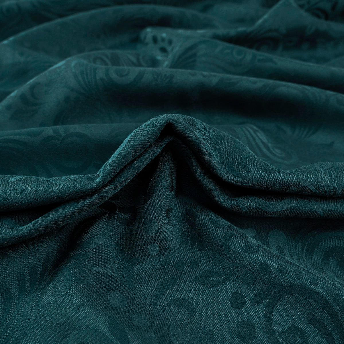 BROCATO VERDE TEAL OSCURO CON DISEÑO DE ARABESCOS