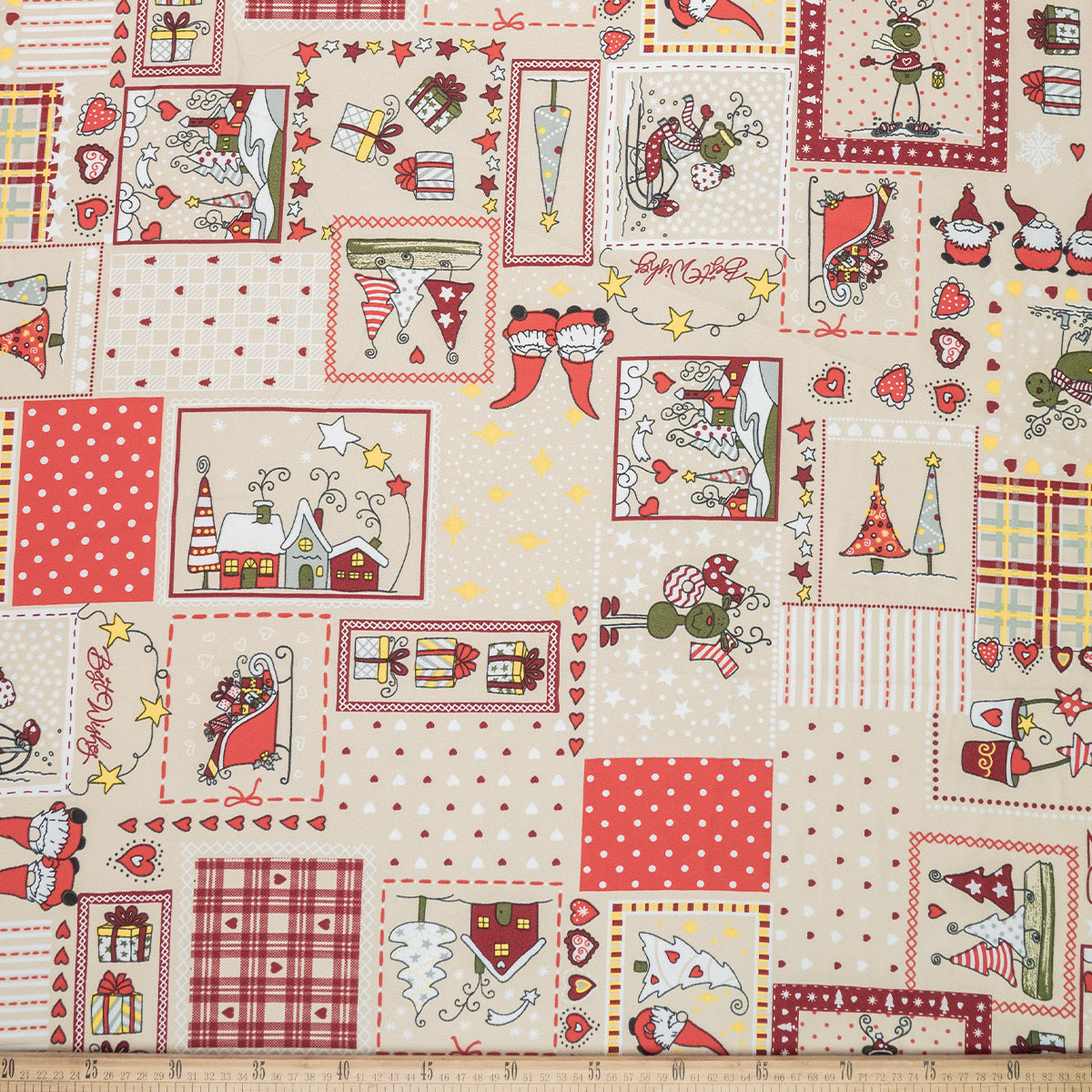 MANTELERIA NAVIDAD BEIGE DISEÑO DECORATIVO DE CUADROS