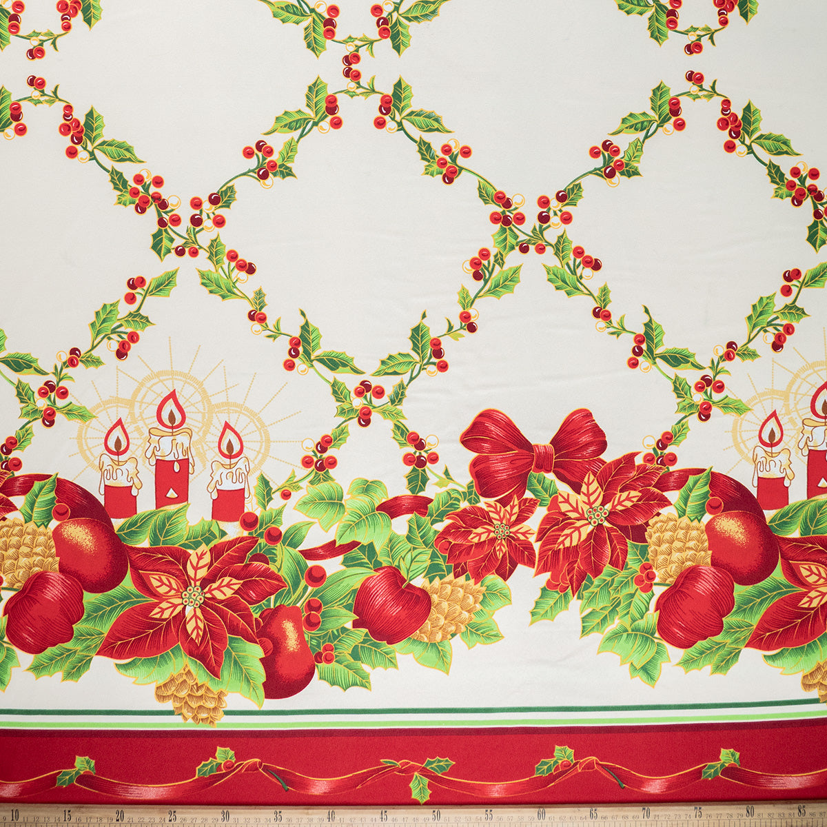 MANTELERIA NAVIDAD ROJO CARMESI CON GUARDAS DECORATIVAS