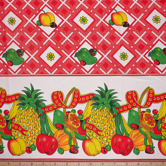 MANTELERIA ESTAMPADA ROJO CHINO FRUTAL CON GUARDAS