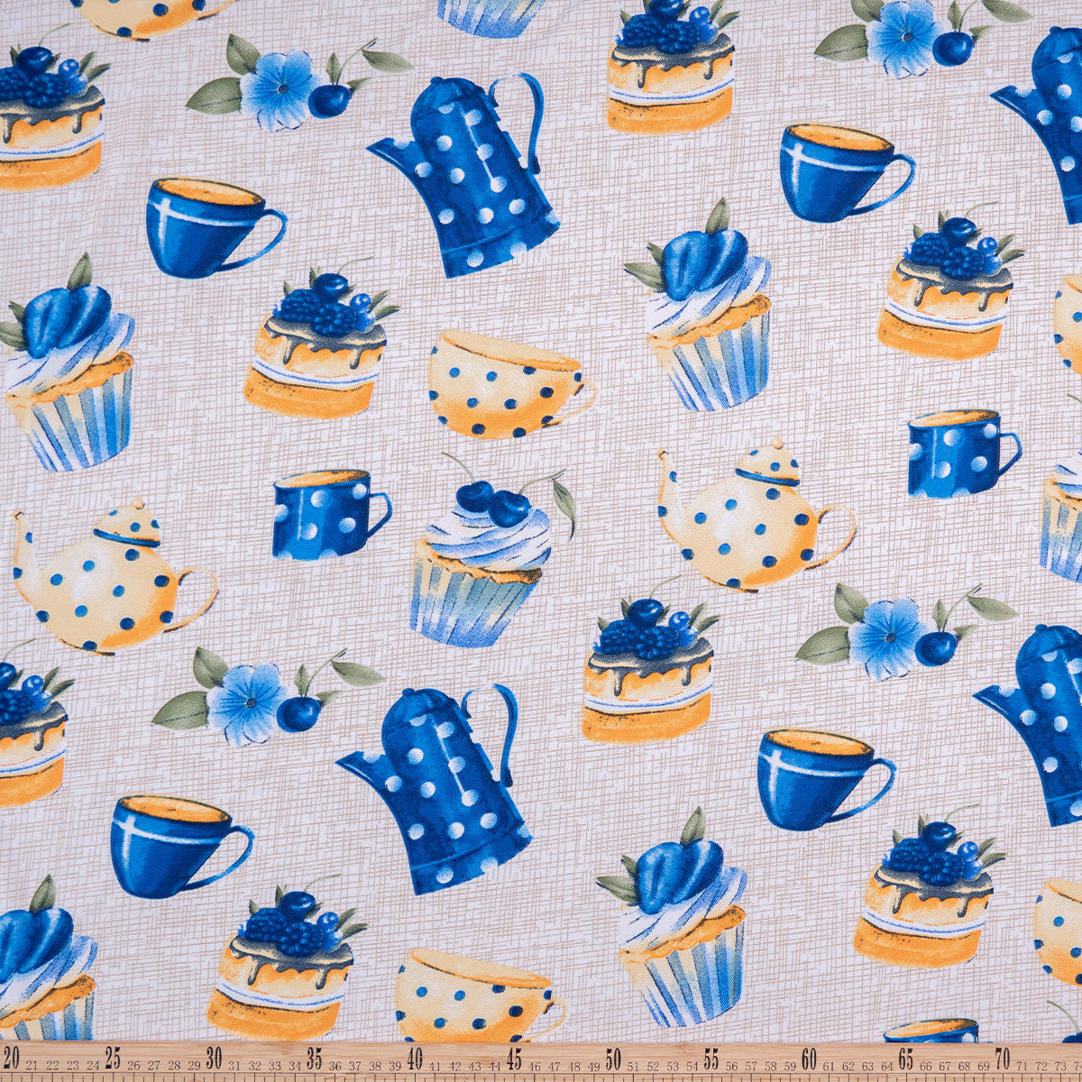 MANTELERIA ESTAMPADA AZUL OLIMPIA COCINA