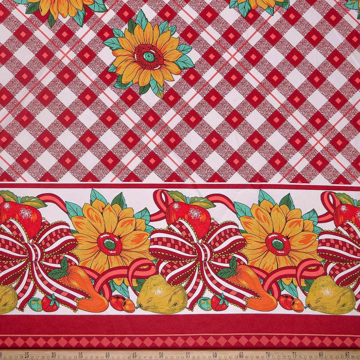 MANTELERIA ESTAMPADA BORDO CORDOBES GUARDAS CON GIRASOLES