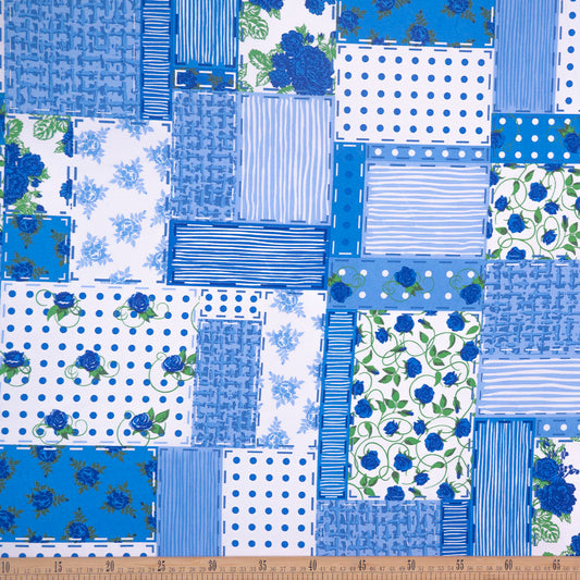 MANTELERIA ESTAMPADO AZUL ULTRAMARINO PATCHWORK
