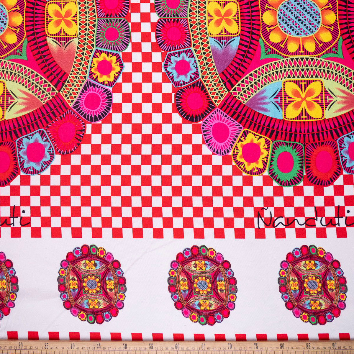 MANTELERIA ESTAMPADO ROJO CARMESI ÑANDUTI