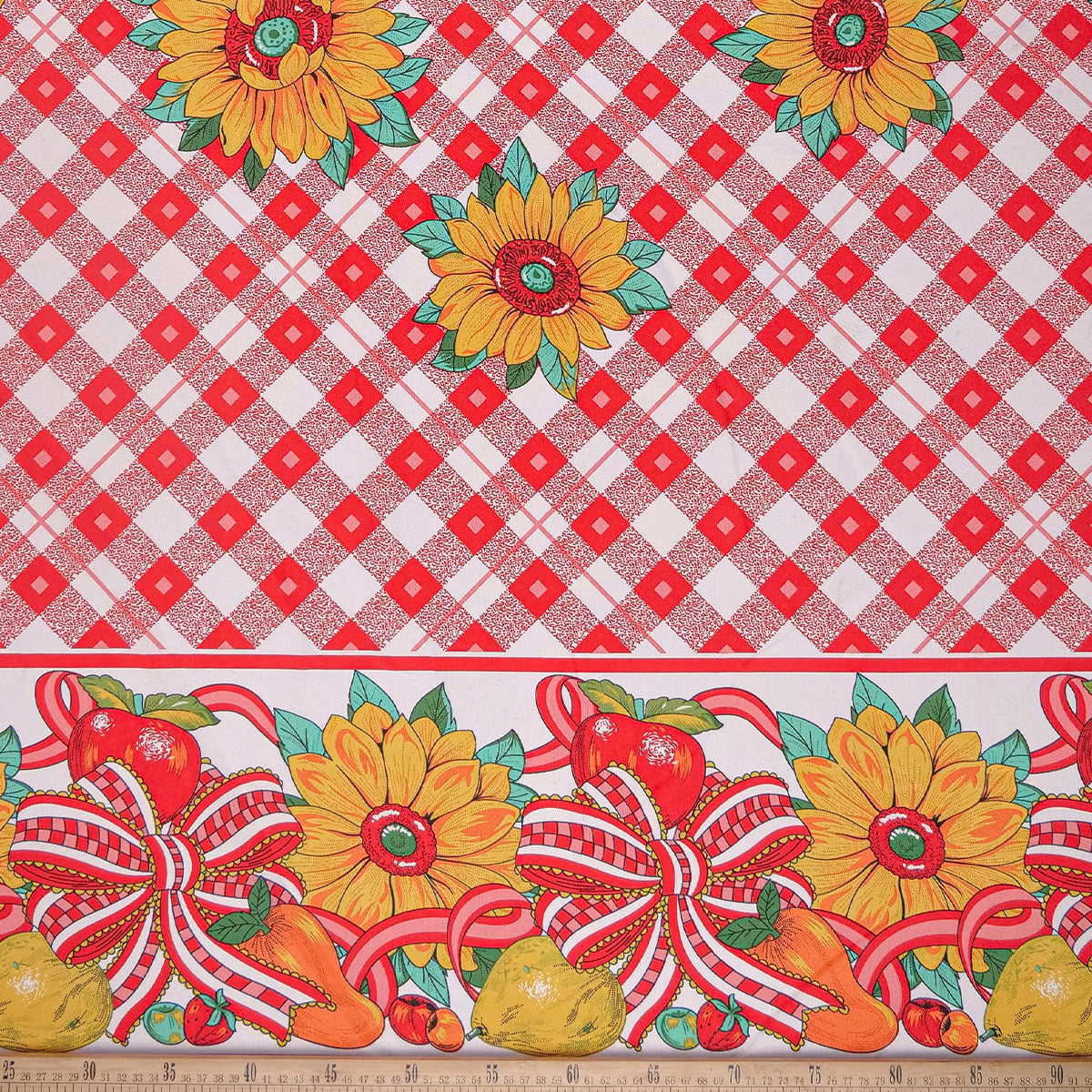 MANTELERIA ESTAMPADA ROJO CARMESI GUARDAS CON GIRASOLES