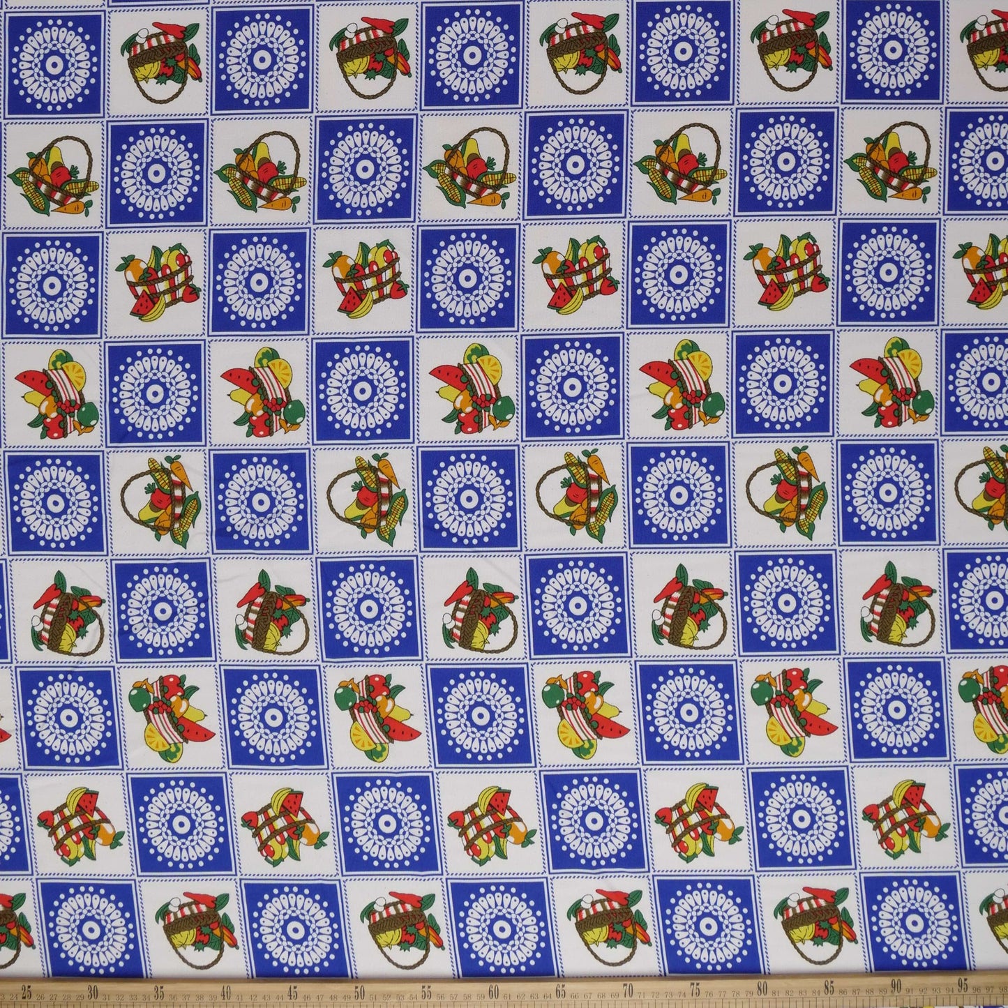 MANTELERIA ESTAMPADO AZUL OLIMPIA CESTA FRUTAL