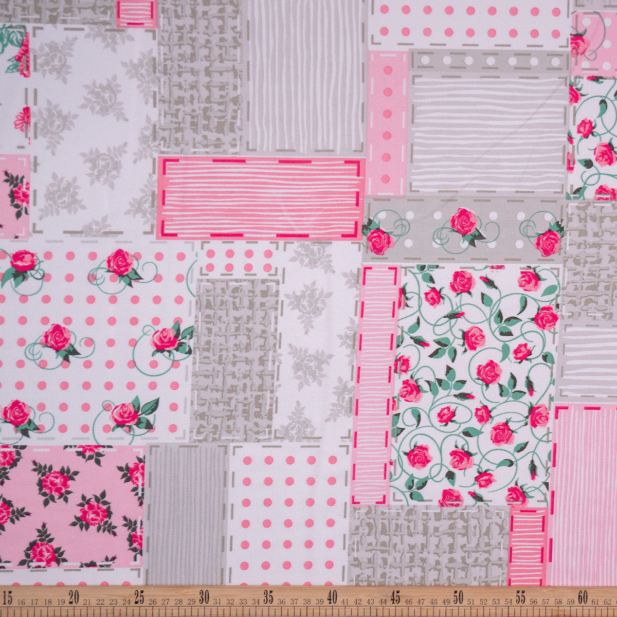 MANTELERIA ESTAMPADA ROSA ORQUIDEA PATCHWORK