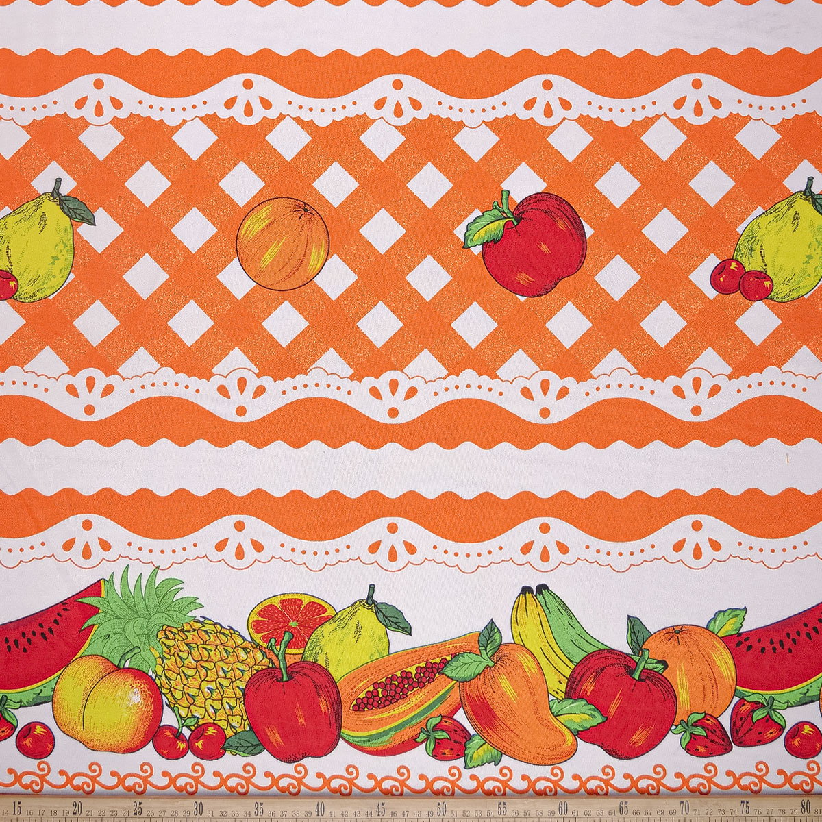 MANTELERIA ESTAMPADA NARANJA EXUBERANTE DISEÑO FRUTAL