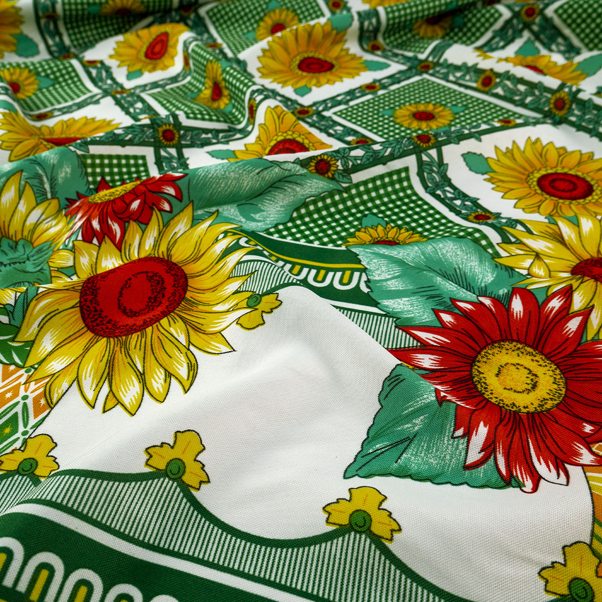 MANTELERIA ESTAMPADA VERDE VERDANT CON GIRASOLES