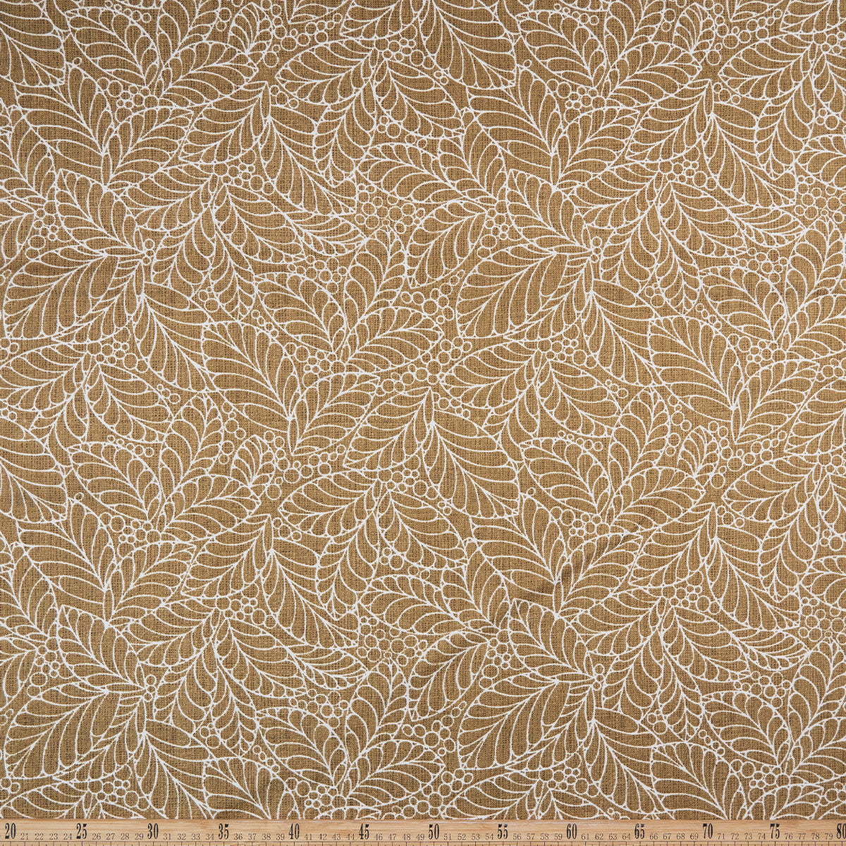 MANTELERIA ESTAMPADO BEIGE ANTILOPE HOJAS EN LINEAS BLANCAS