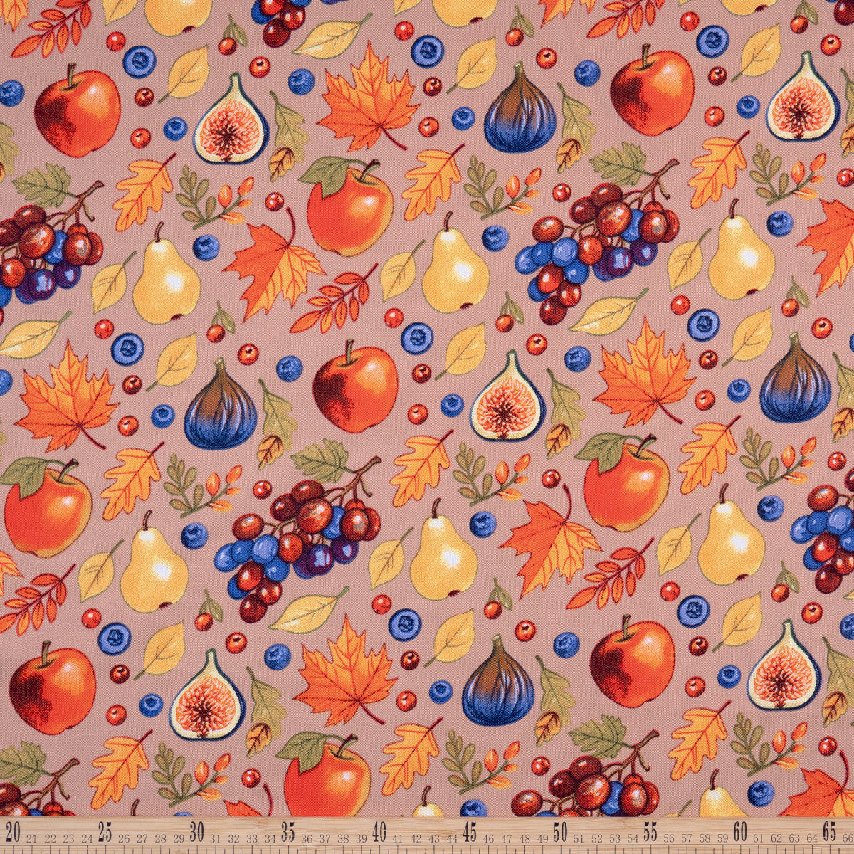MANTELERIA ESTAMPADA SALMON CAMARON FRUTAS Y HOJAS