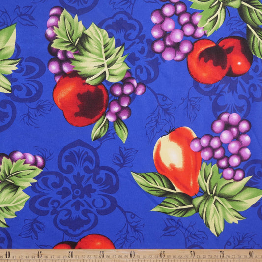 MANTELERIA ESTAMPADO AZUL ROYAL CON FRUTAS