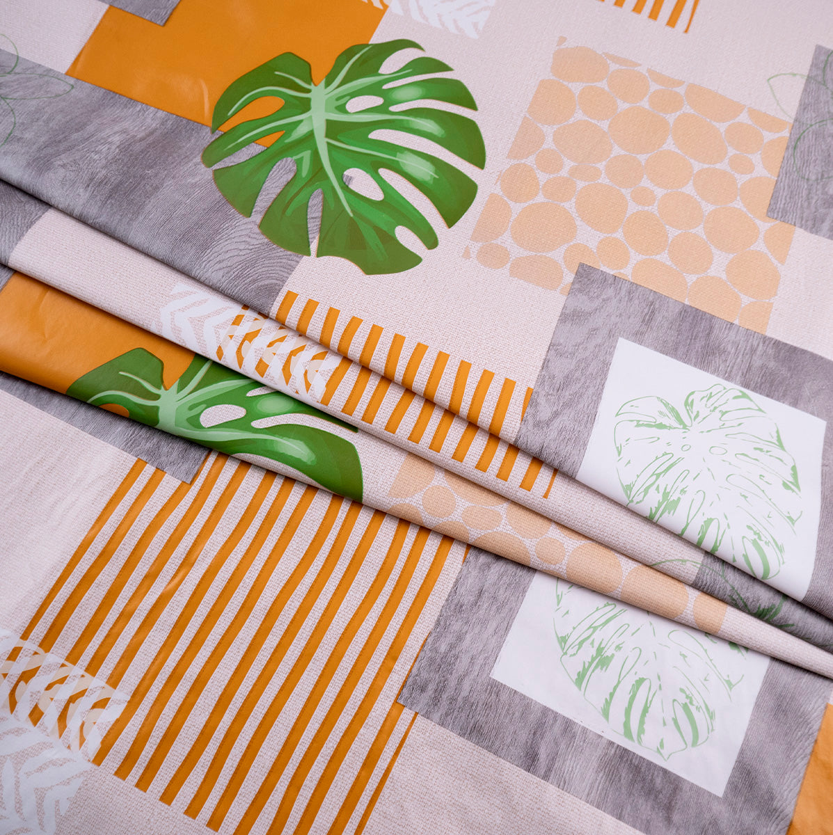 PVC DOBLE ESTAMPADO BEIGE LANA MONSTERA