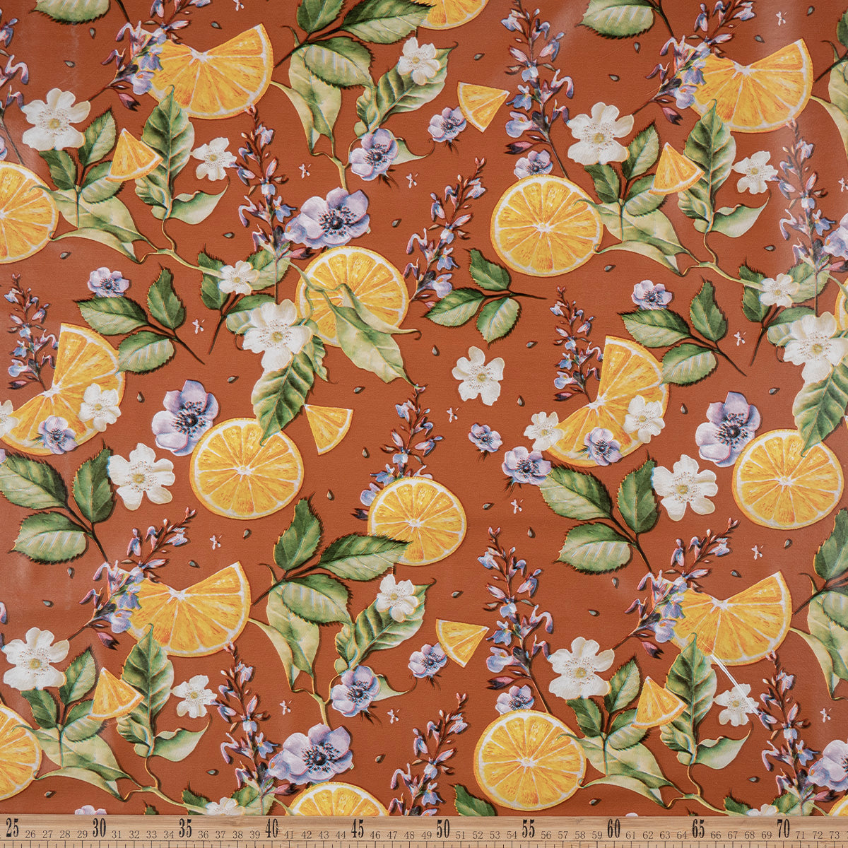PVC DOBLE ESTAMPADO NARANJA CON TROZOS DE NARANJA