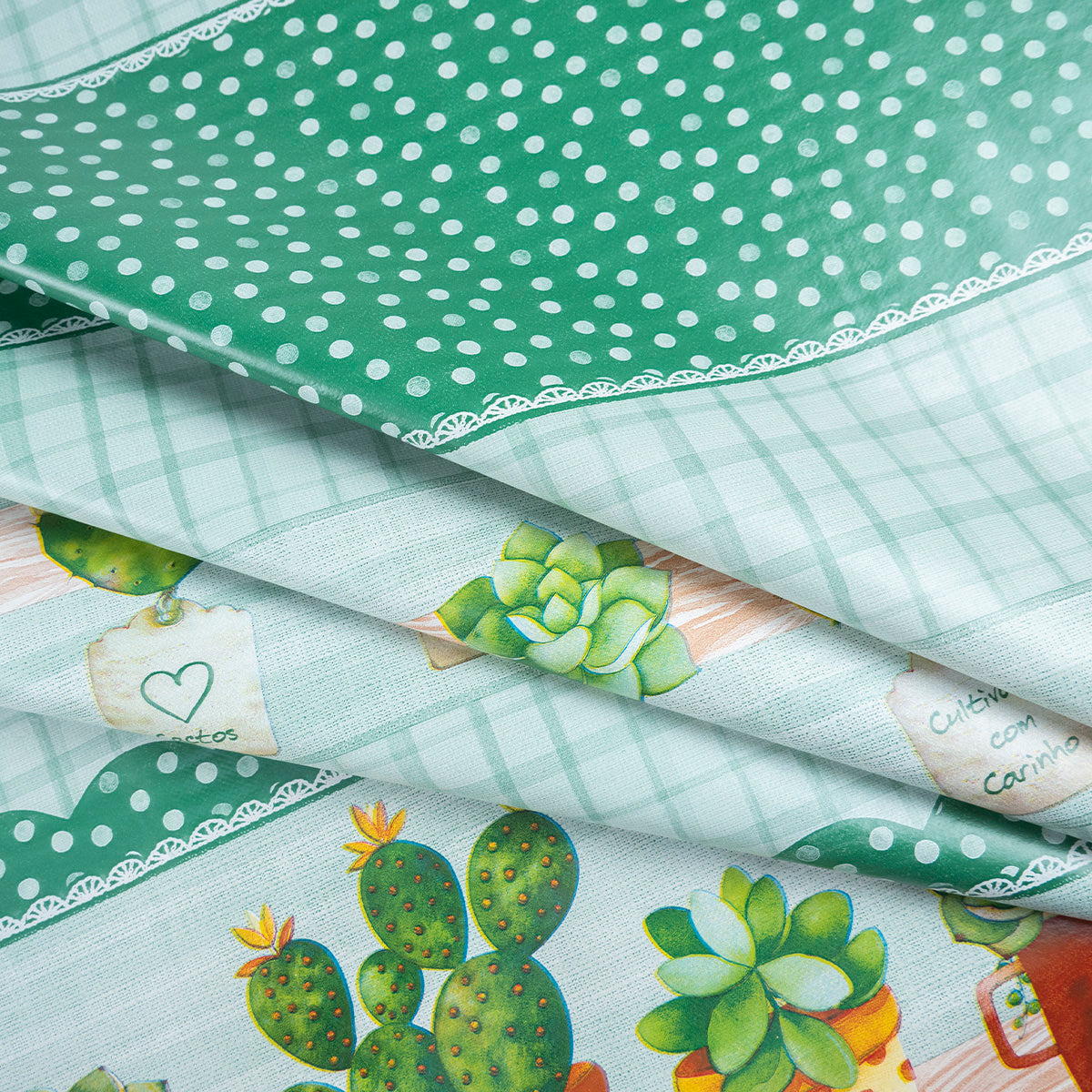 PVC DOBLE ESTAMPADO VERDE JADE CACTUS