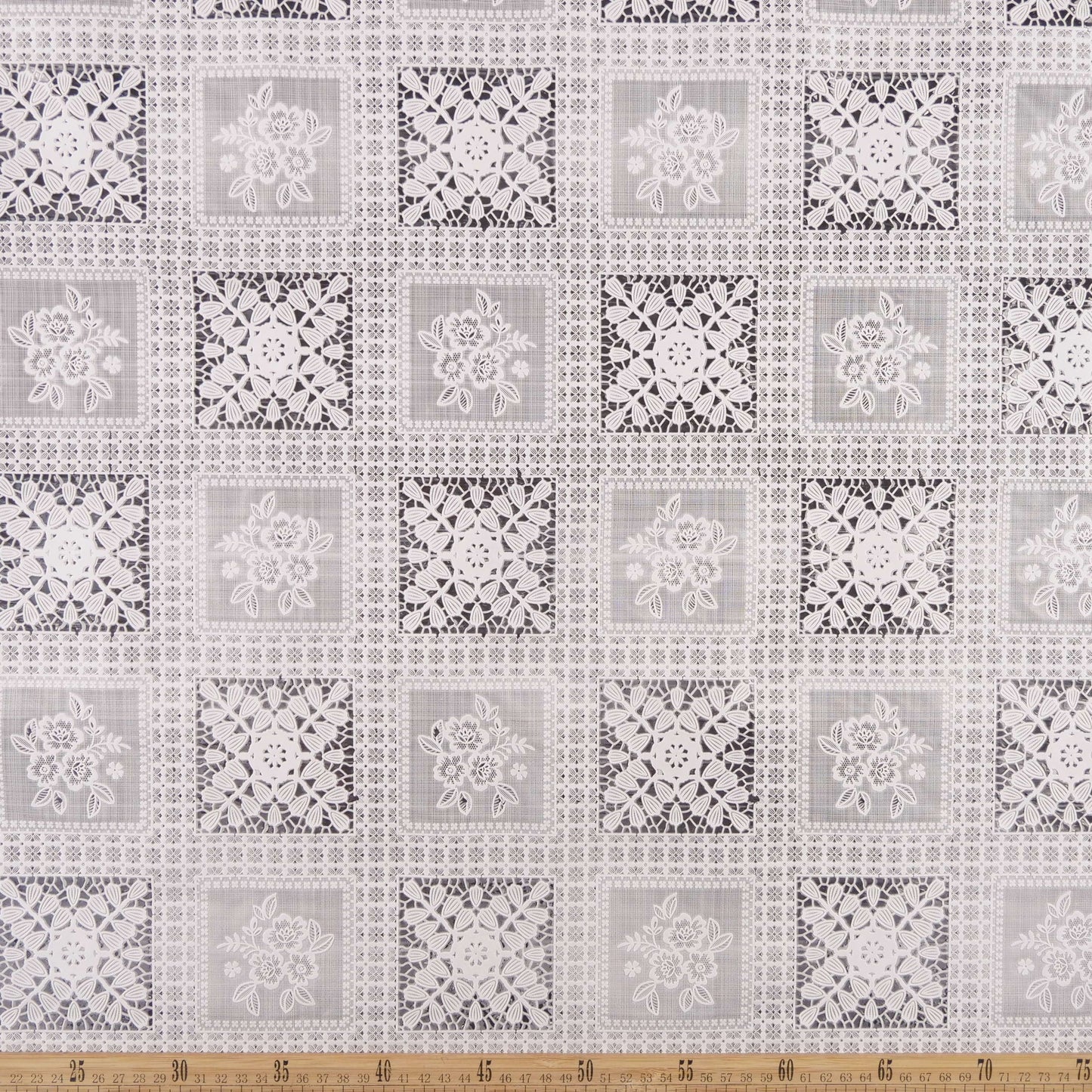 PVC JACQUARD BLANCO BRILLANTE AZULEJOS FLORES