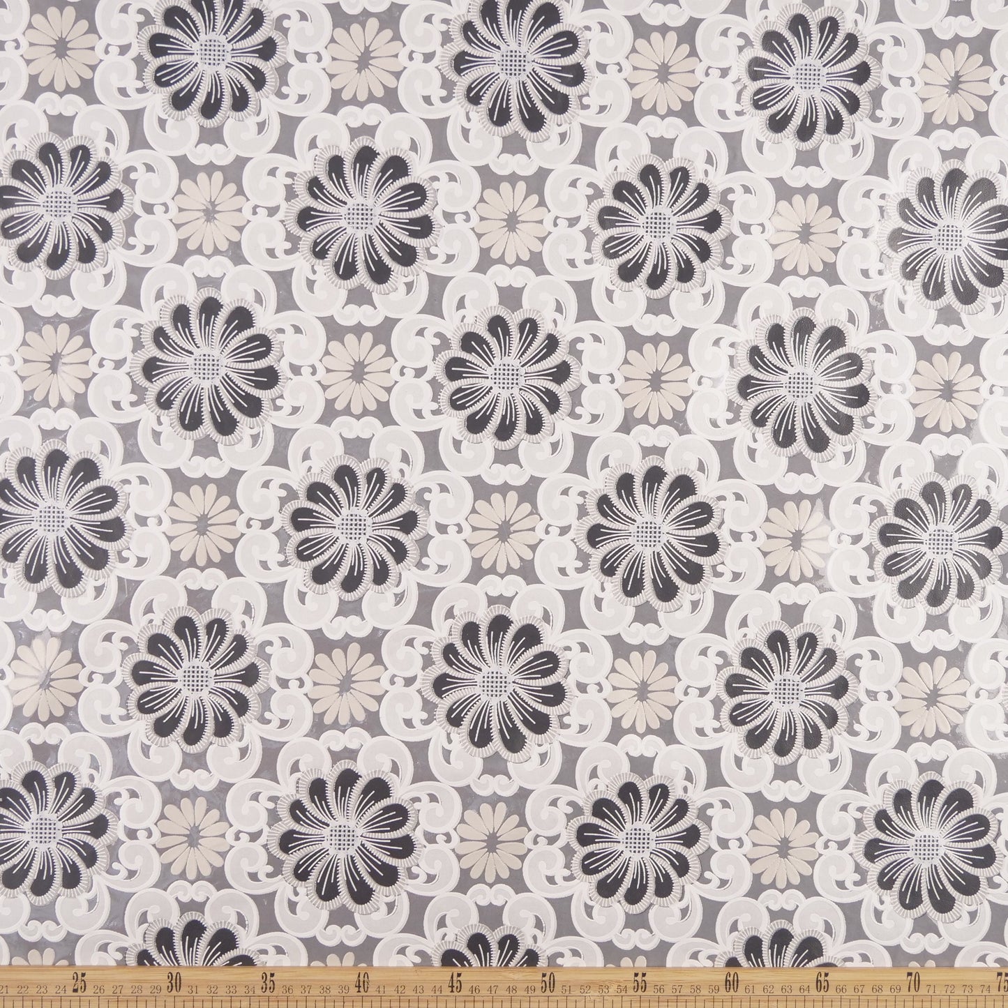 PVC JACQUARD BLANCO BRILLANTE CON FLORES