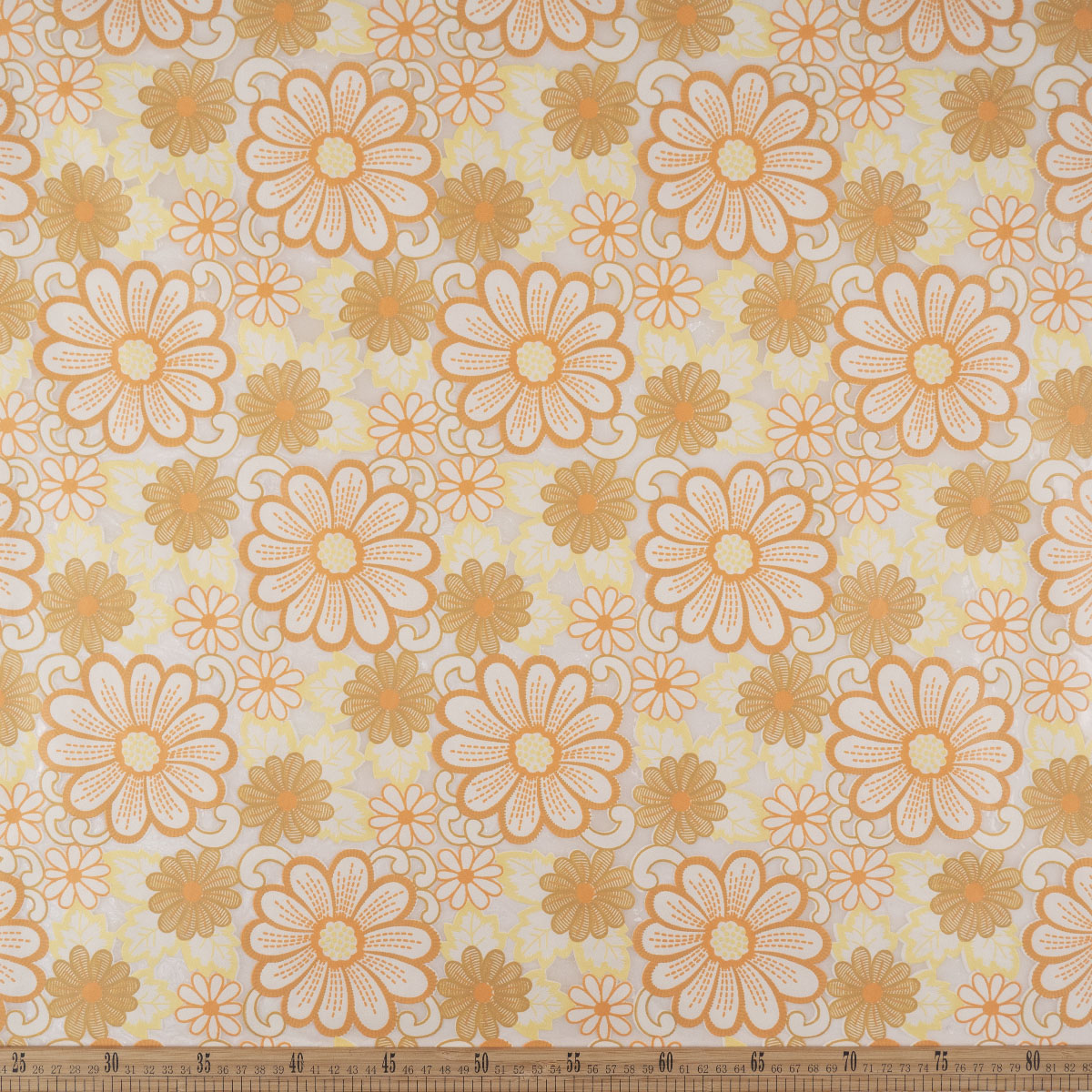 PVC JACQUARD AMARILLO ORO CON MARGARITAS