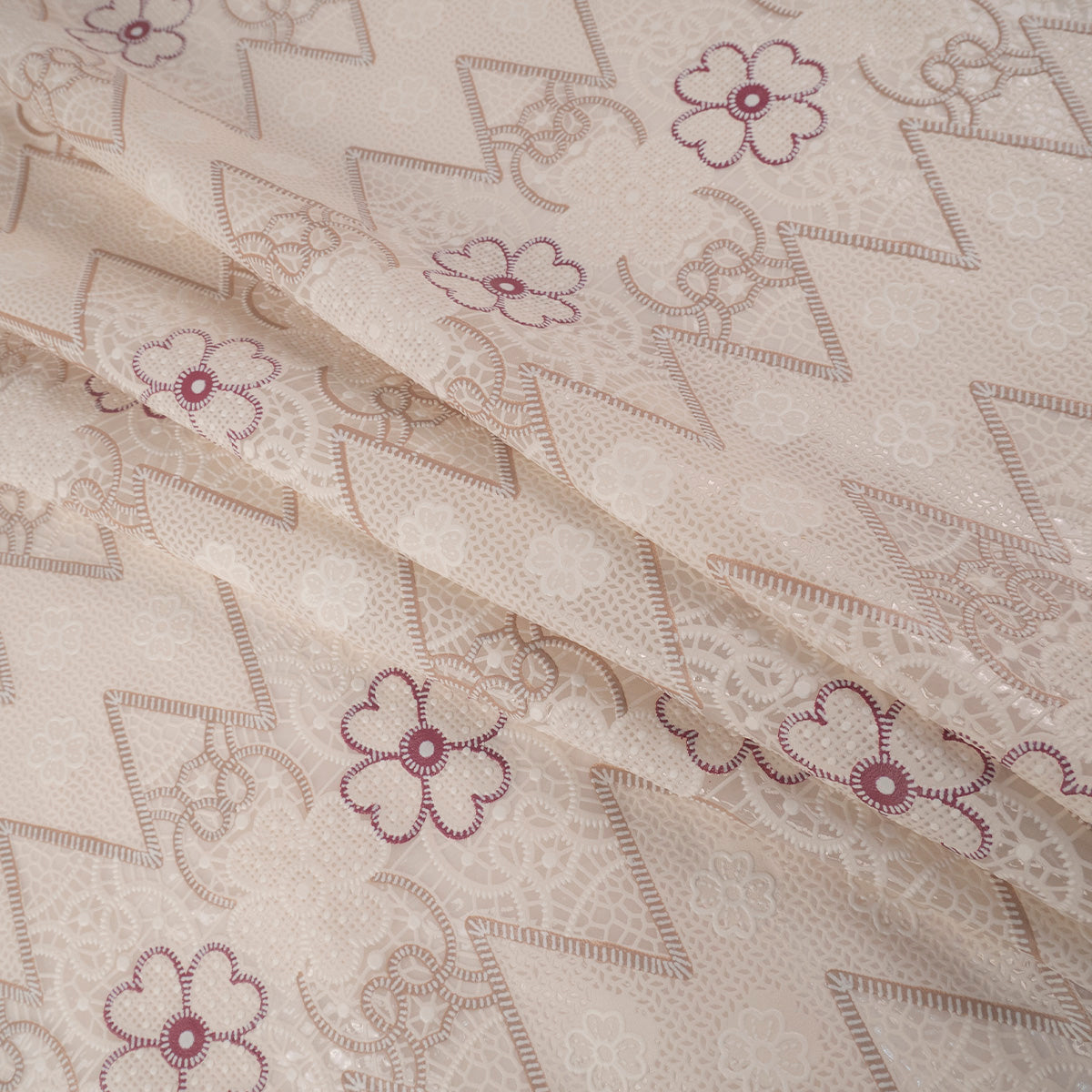 PVC JACQUARD BLANCO PAPIRO CON FLORES