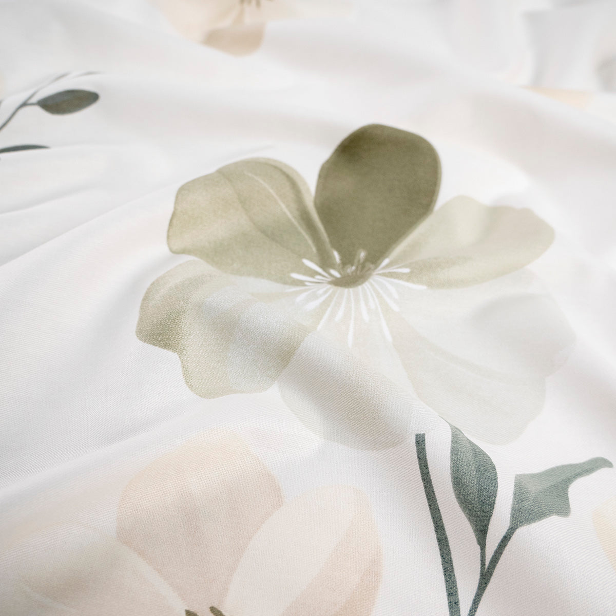PERCAL 320 HILOS ESTAMPADA BLANCO PAPIRO FLORAL EN NATURAL