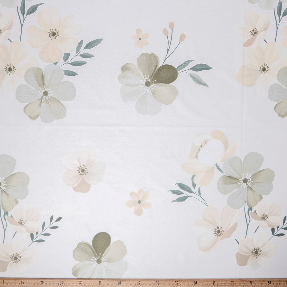 PERCAL 320 HILOS ESTAMPADA BLANCO PAPIRO FLORAL EN NATURAL