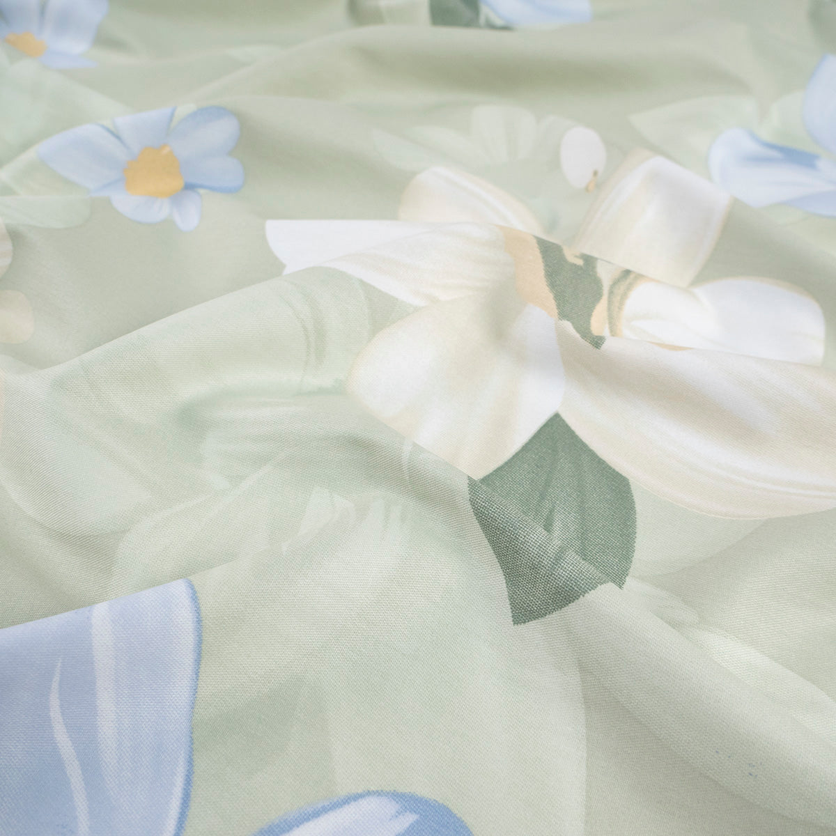 PERCAL 320 HILOS ESTAMPADA VERDE OPALINA FLORAL PASTEL